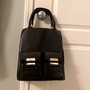 Z Spoke by Zac Posen Black Suede-Trimmed Leather Tote NWOT